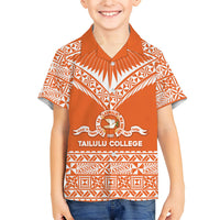 Personalised Tonga Tailulu College Family Matching Off Shoulder Short Dress and Hawaiian Shirt Tongan Kupesi Pattern