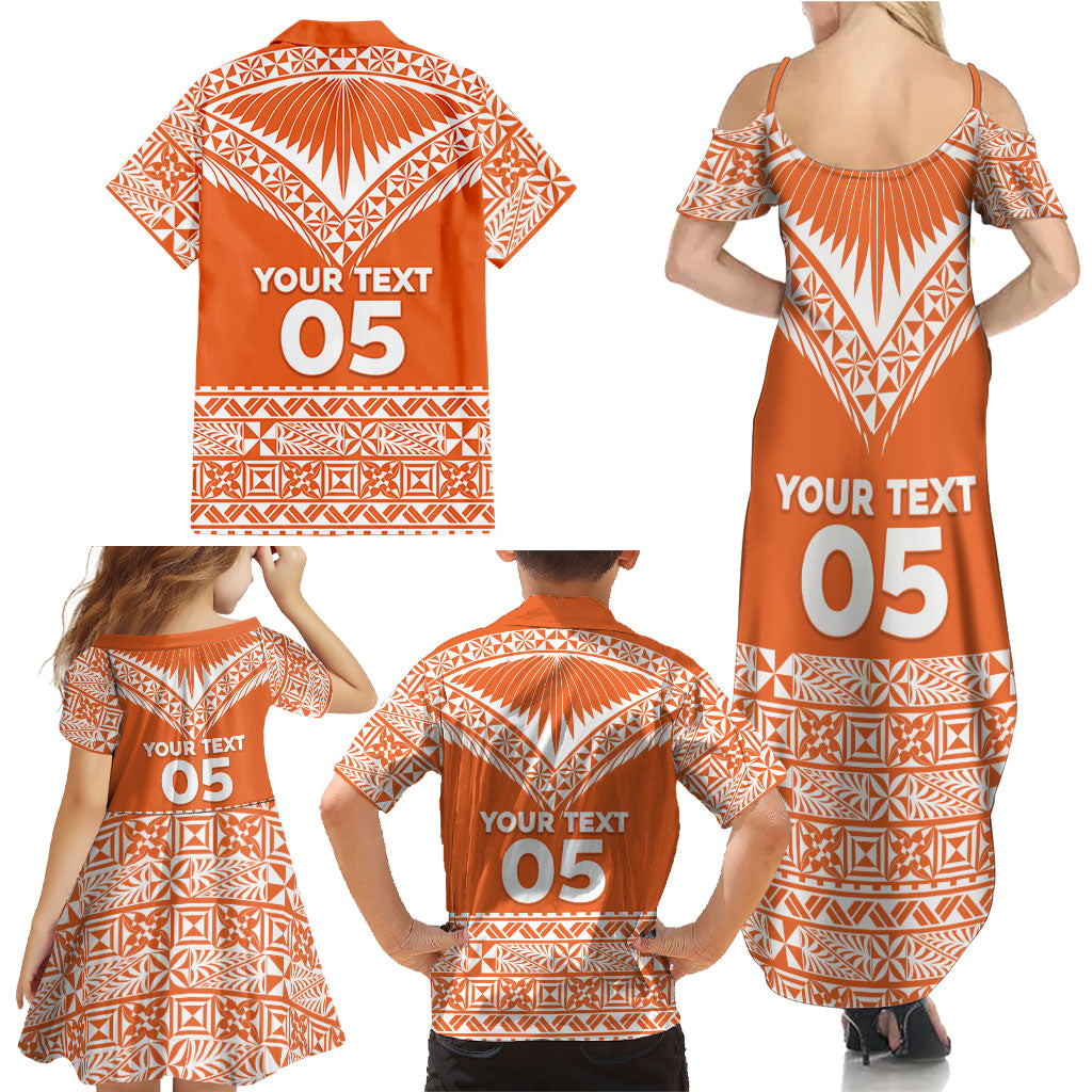 Personalised Tonga Tailulu College Family Matching Summer Maxi Dress and Hawaiian Shirt Tongan Kupesi Pattern