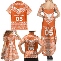 Personalised Tonga Tailulu College Family Matching Summer Maxi Dress and Hawaiian Shirt Tongan Kupesi Pattern