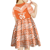 Personalised Tonga Tailulu College Kid Short Sleeve Dress Tongan Kupesi Pattern