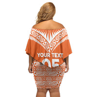 Personalised Tonga Tailulu College Off Shoulder Short Dress Tongan Kupesi Pattern