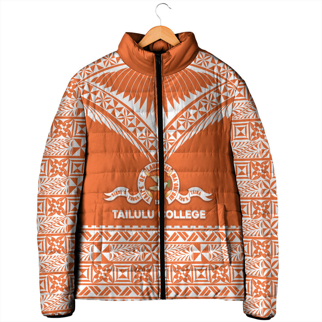 Personalised Tonga Tailulu College Padded Jacket Tongan Kupesi Pattern