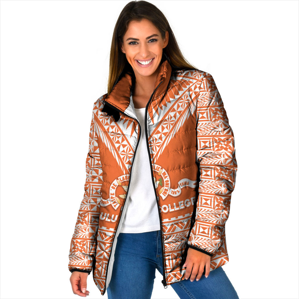 Personalised Tonga Tailulu College Padded Jacket Tongan Kupesi Pattern