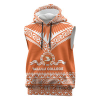 Personalised Tonga Tailulu College Sleeveless Hoodie Tongan Kupesi Pattern