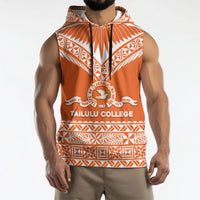 Personalised Tonga Tailulu College Sleeveless Hoodie Tongan Kupesi Pattern