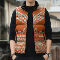 Personalised Tonga Tailulu College Sleeveless Puffer Jacket Tongan Kupesi Pattern