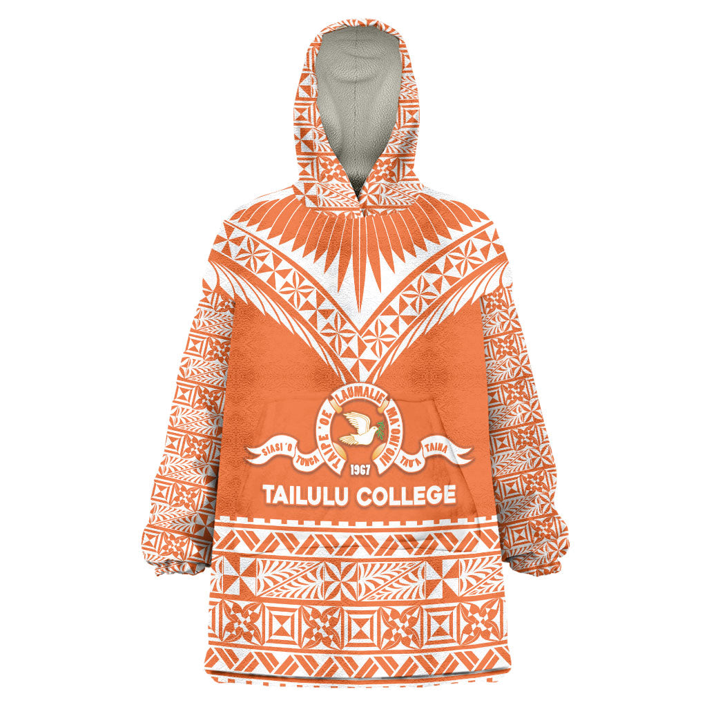 Personalised Tonga Tailulu College Wearable Blanket Hoodie Tongan Kupesi Pattern