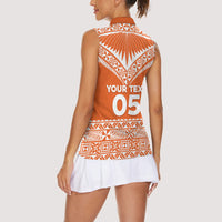 Personalised Tonga Tailulu College Women Sleeveless Polo Shirt Tongan Kupesi Pattern
