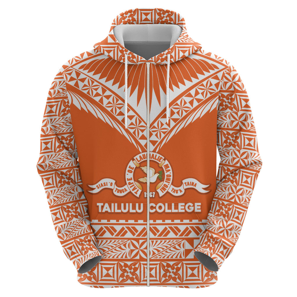 Personalised Tonga Tailulu College Zip Hoodie Tongan Kupesi Pattern
