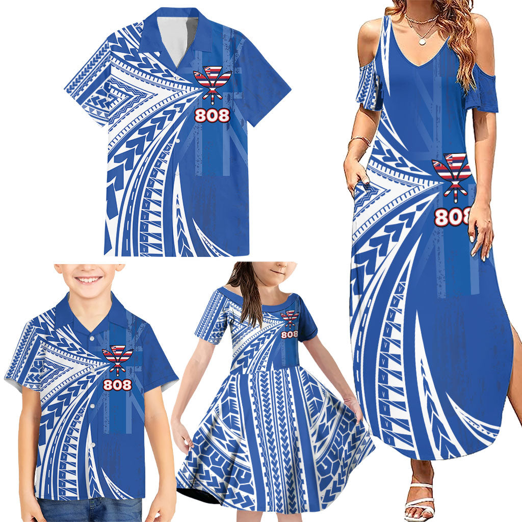 Personalised Hawaii 808 Family Matching Summer Maxi Dress and Hawaiian Shirt Unique Style