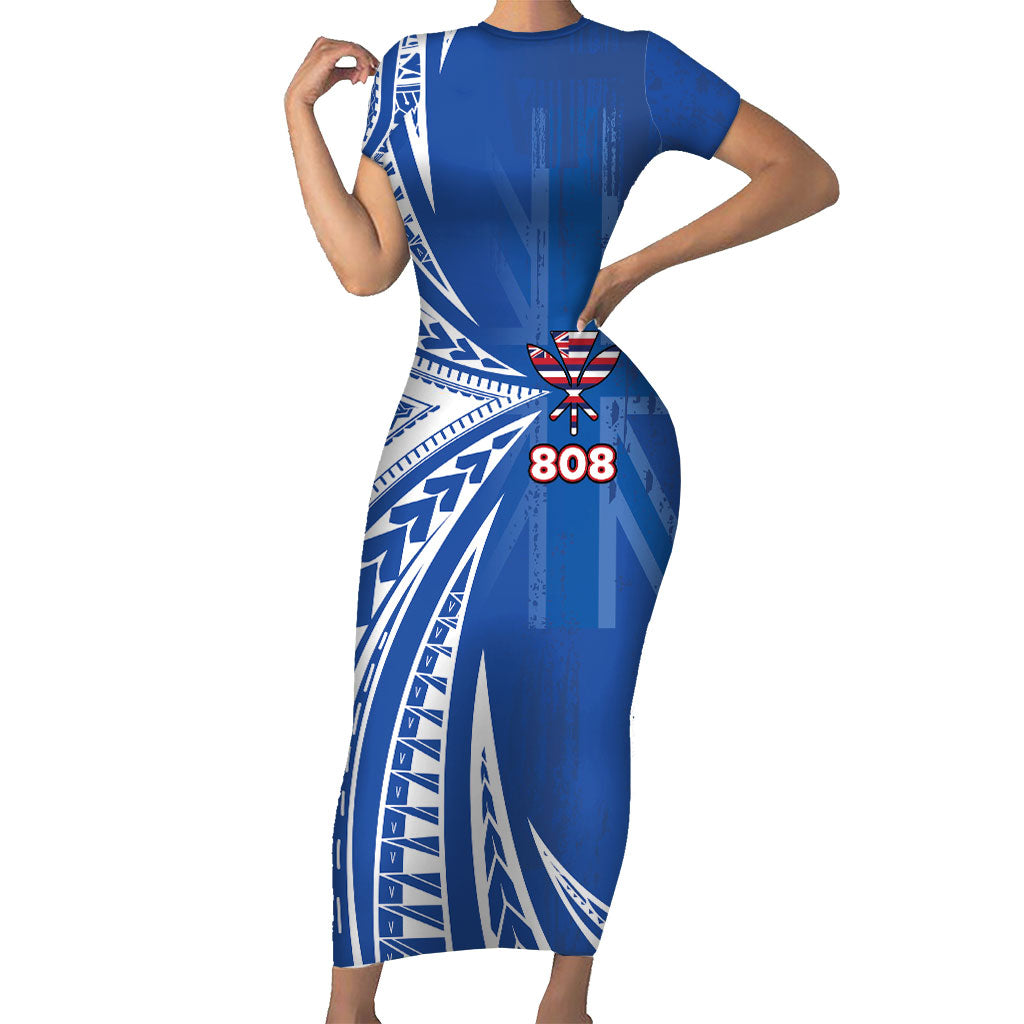 Personalised Hawaii 808 Short Sleeve Bodycon Dress Unique Style