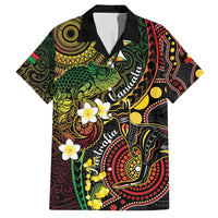 Vanuatu And Australia Aboriginal Family Matching Long Sleeve Bodycon Dress and Hawaiian Shirt Iguana And Kangaroo Together LT05 Dad's Shirt - Short Sleeve Black - Polynesian Pride