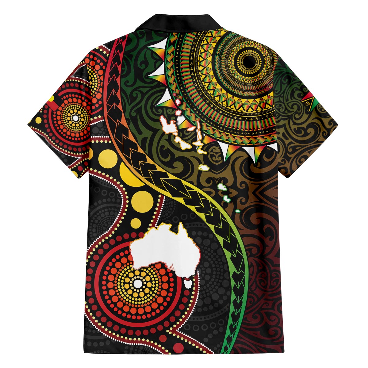 Vanuatu And Australia Aboriginal Family Matching Off The Shoulder Long Sleeve Dress and Hawaiian Shirt Iguana And Kangaroo Together LT05 - Polynesian Pride