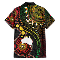 Vanuatu And Australia Aboriginal Family Matching Off The Shoulder Long Sleeve Dress and Hawaiian Shirt Iguana And Kangaroo Together LT05 - Polynesian Pride