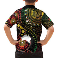 Vanuatu And Australia Aboriginal Family Matching Tank Maxi Dress and Hawaiian Shirt Iguana And Kangaroo Together LT05 - Polynesian Pride