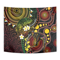 Vanuatu And Australia Aboriginal Tapestry Iguana And Kangaroo Together