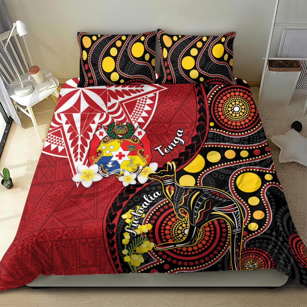 Tonga Ngatu And Australia Aboriginal Bedding Set Tongan Dove And Kangaroo Together