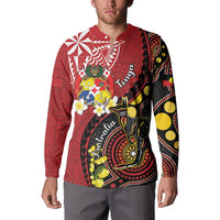 Tonga Ngatu And Australia Aboriginal Button Sweatshirt Tongan Dove And Kangaroo Together