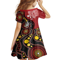 Tonga Ngatu And Australia Aboriginal Family Matching Off The Shoulder Long Sleeve Dress and Hawaiian Shirt Tongan Dove And Kangaroo Together LT05 - Polynesian Pride