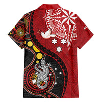 Tonga Ngatu And Australia Aboriginal Family Matching Off The Shoulder Long Sleeve Dress and Hawaiian Shirt Tongan Dove And Kangaroo Together LT05 - Polynesian Pride