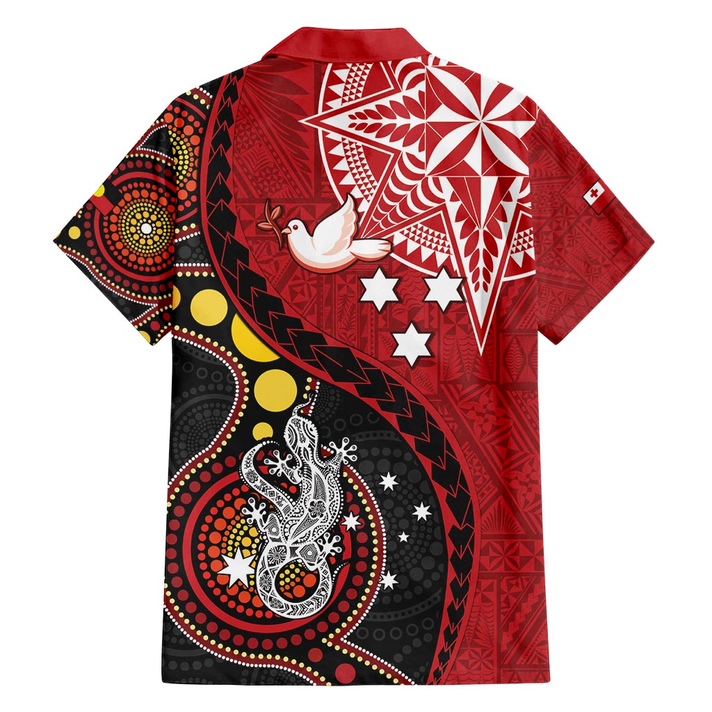 Tonga Ngatu And Australia Aboriginal Family Matching Off Shoulder Maxi Dress and Hawaiian Shirt Tongan Dove And Kangaroo Together LT05 - Polynesian Pride
