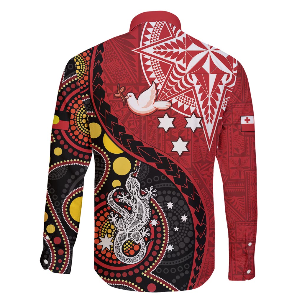 Tonga Ngatu And Australia Aboriginal Family Matching Off Shoulder Maxi Dress and Hawaiian Shirt Tongan Dove And Kangaroo Together LT05 - Polynesian Pride