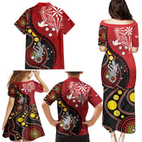 Tonga Ngatu And Australia Aboriginal Family Matching Puletasi and Hawaiian Shirt Tongan Dove And Kangaroo Together LT05 - Polynesian Pride