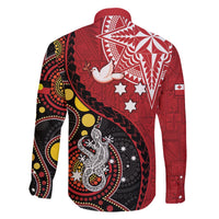 Tonga Ngatu And Australia Aboriginal Family Matching Puletasi and Hawaiian Shirt Tongan Dove And Kangaroo Together LT05 - Polynesian Pride