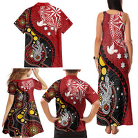 Tonga Ngatu And Australia Aboriginal Family Matching Tank Maxi Dress and Hawaiian Shirt Tongan Dove And Kangaroo Together LT05 - Polynesian Pride