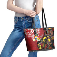 Tonga Ngatu And Australia Aboriginal Leather Tote Bag Tongan Dove And Kangaroo Together