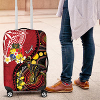 Tonga Ngatu And Australia Aboriginal Luggage Cover Tongan Dove And Kangaroo Together