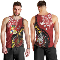 Tonga Ngatu And Australia Aboriginal Men Tank Top Tongan Dove And Kangaroo Together