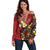 Tonga Ngatu And Australia Aboriginal Off Shoulder Sweater Tongan Dove And Kangaroo Together