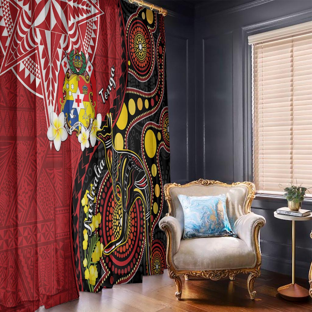 Tonga Ngatu And Australia Aboriginal Window Curtain Tongan Dove And Kangaroo Together