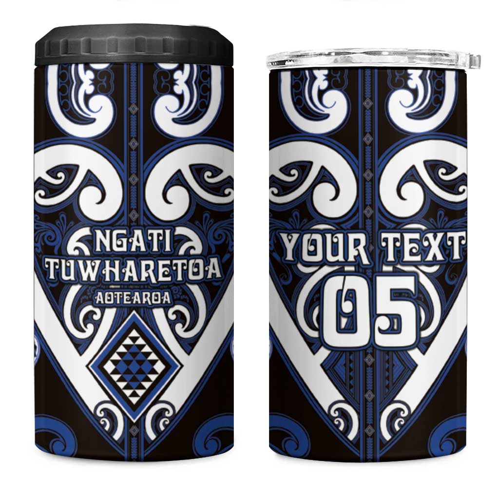 Custom Aotearoa Ngati Tuwharetoa 4 in 1 Can Cooler Tumbler Maori Tribal Pattern