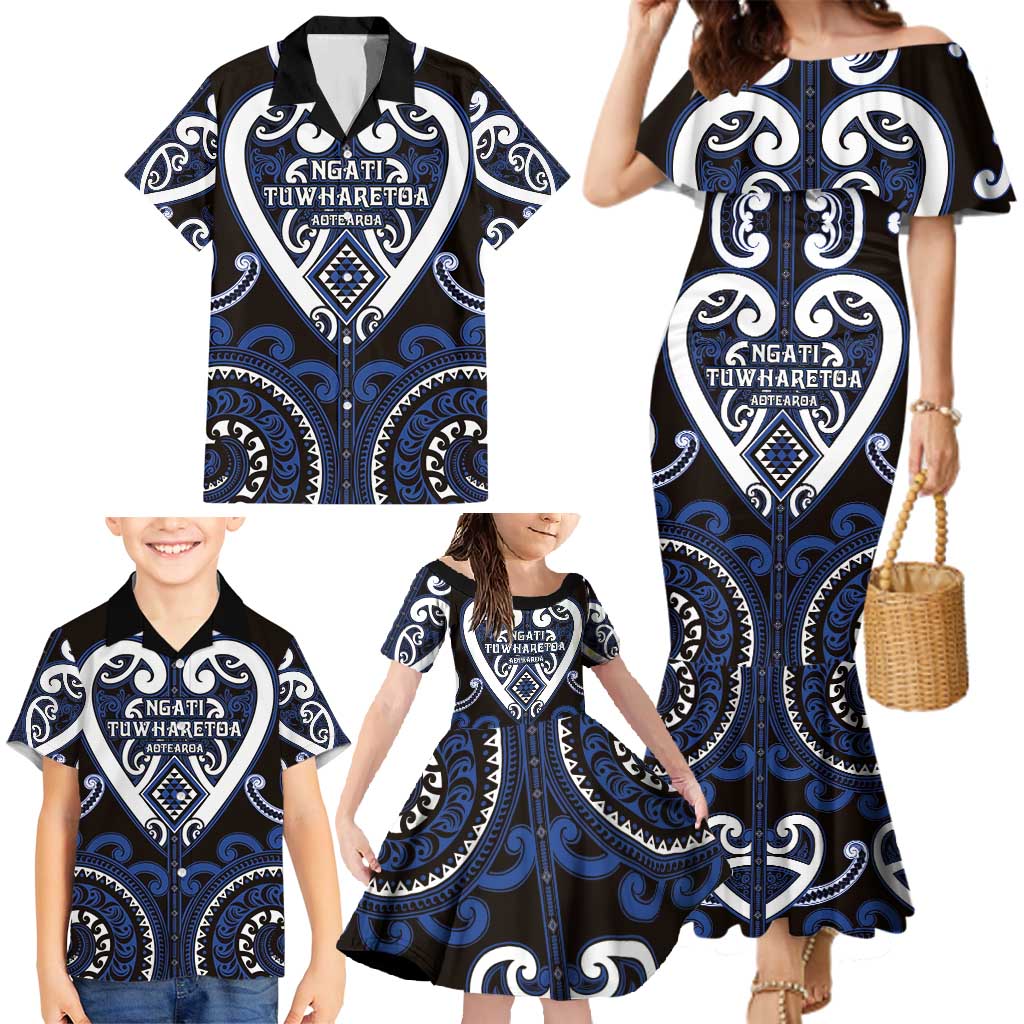Custom Aotearoa Ngati Tuwharetoa Family Matching Mermaid Dress and Hawaiian Shirt Maori Tribal Pattern LT05 - Polynesian Pride
