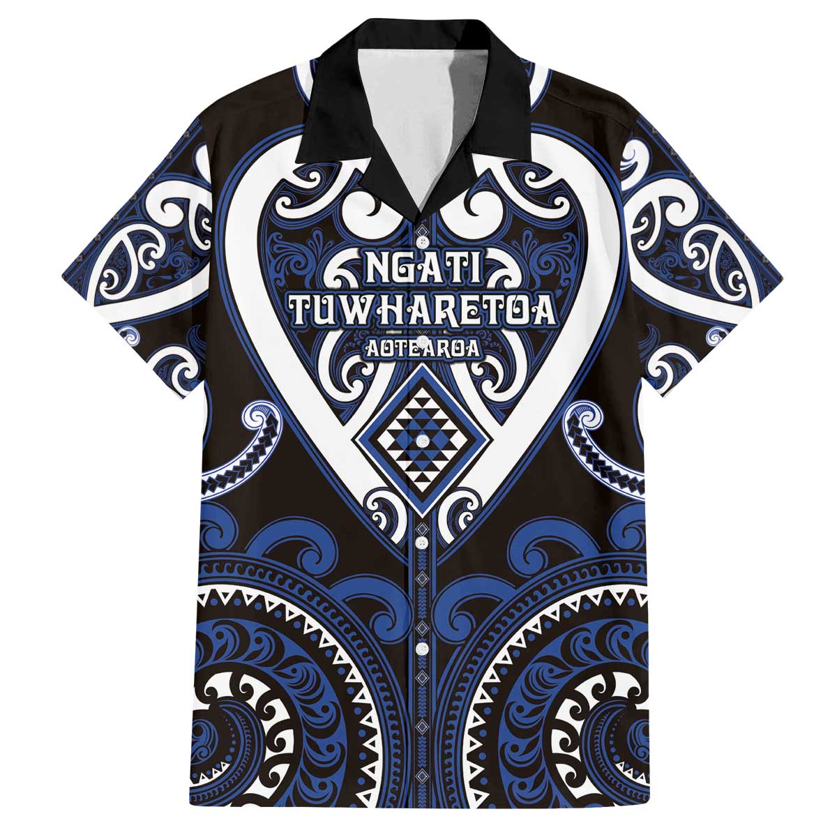 Custom Aotearoa Ngati Tuwharetoa Family Matching Off The Shoulder Long Sleeve Dress and Hawaiian Shirt Maori Tribal Pattern