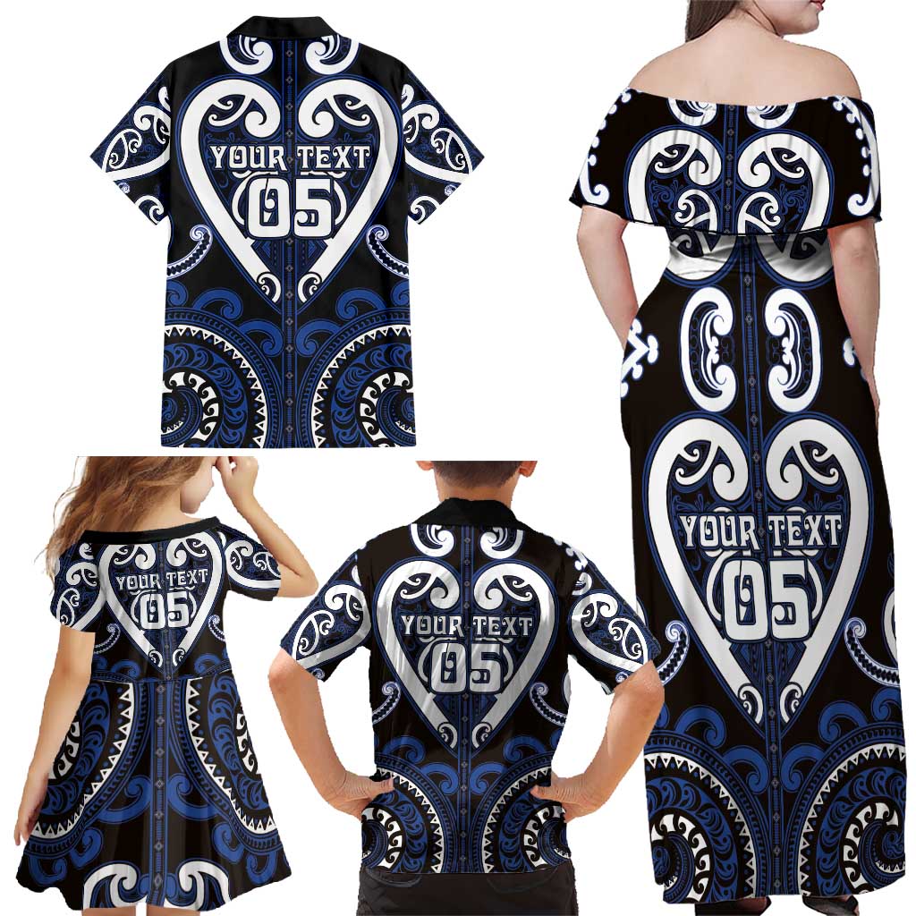 Custom Aotearoa Ngati Tuwharetoa Family Matching Off Shoulder Maxi Dress and Hawaiian Shirt Maori Tribal Pattern