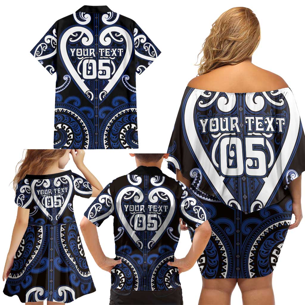Custom Aotearoa Ngati Tuwharetoa Family Matching Off Shoulder Short Dress and Hawaiian Shirt Maori Tribal Pattern LT05 - Polynesian Pride