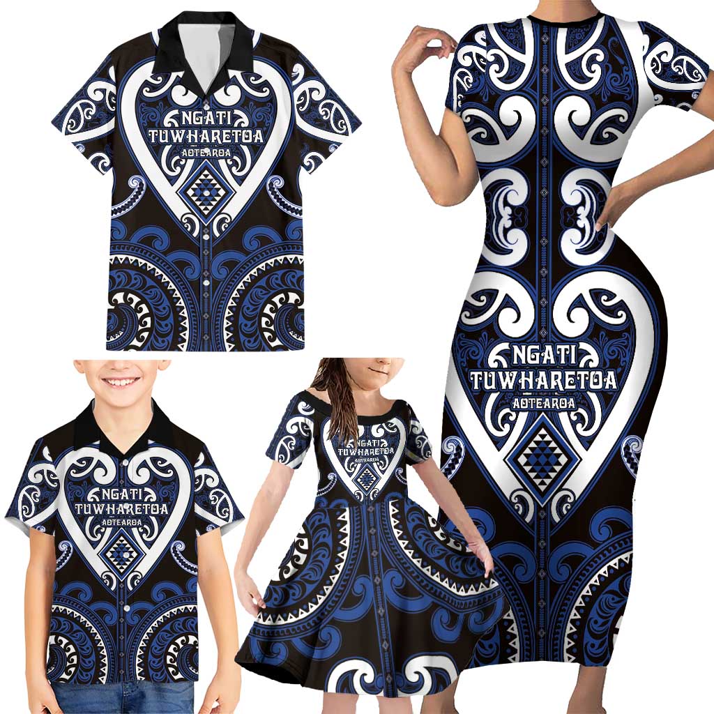 Custom Aotearoa Ngati Tuwharetoa Family Matching Short Sleeve Bodycon Dress and Hawaiian Shirt Maori Tribal Pattern LT05 - Polynesian Pride