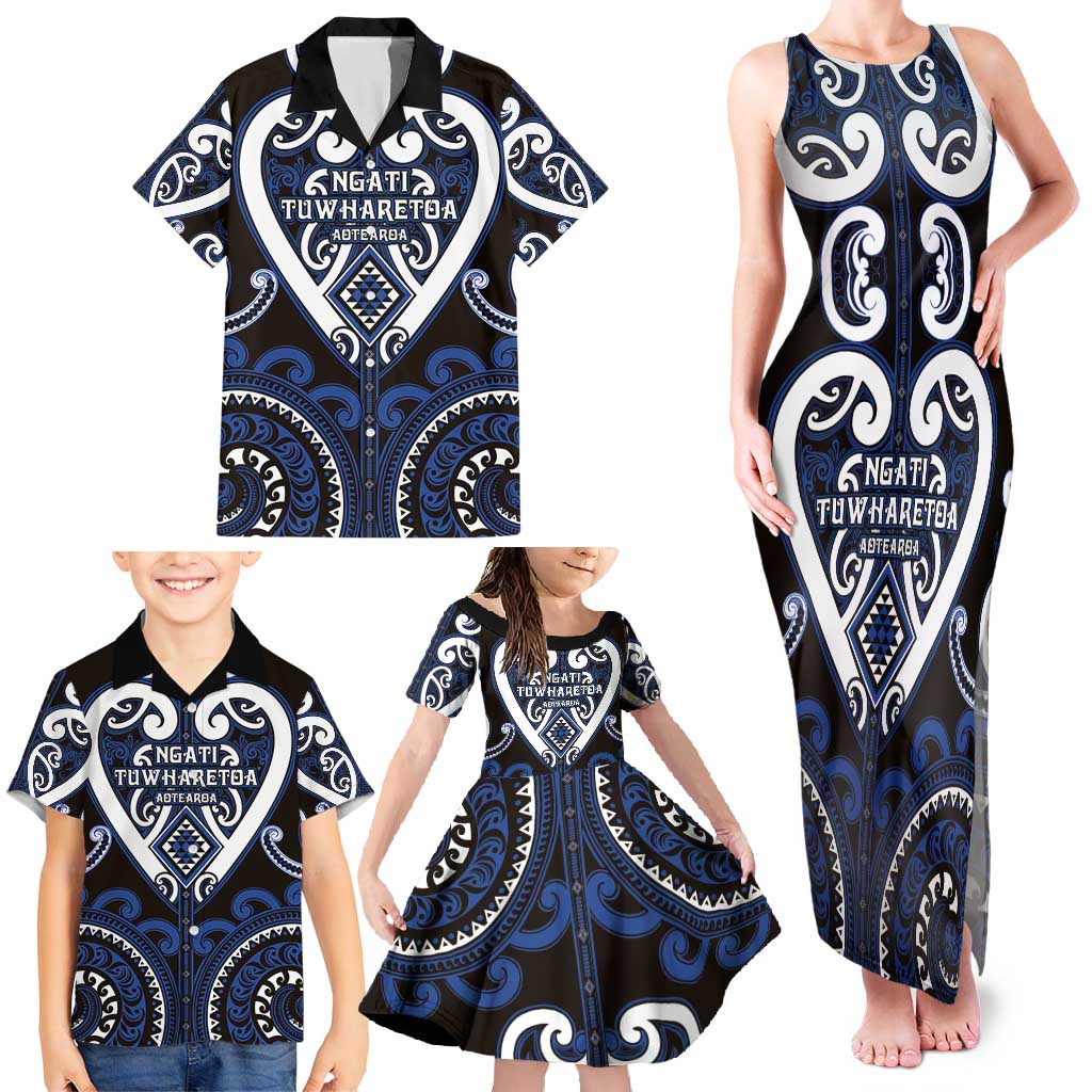 Custom Aotearoa Ngati Tuwharetoa Family Matching Tank Maxi Dress and Hawaiian Shirt Maori Tribal Pattern LT05 - Polynesian Pride