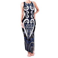 Custom Aotearoa Ngati Tuwharetoa Family Matching Tank Maxi Dress and Hawaiian Shirt Maori Tribal Pattern LT05 Mom's Dress Navy - Polynesian Pride