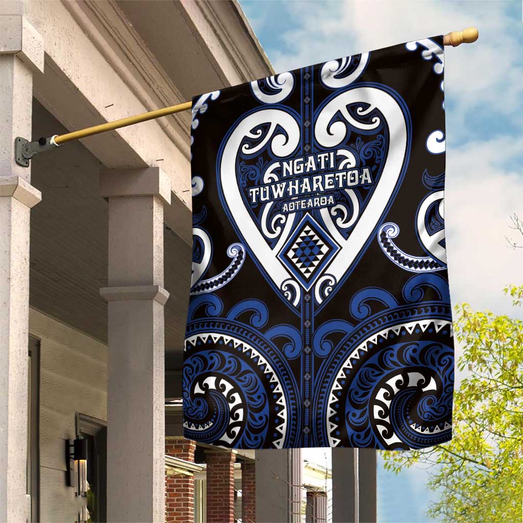 Aotearoa Ngati Tuwharetoa Garden Flag Maori Tribal Pattern LT05 House Flag Navy - Polynesian Pride