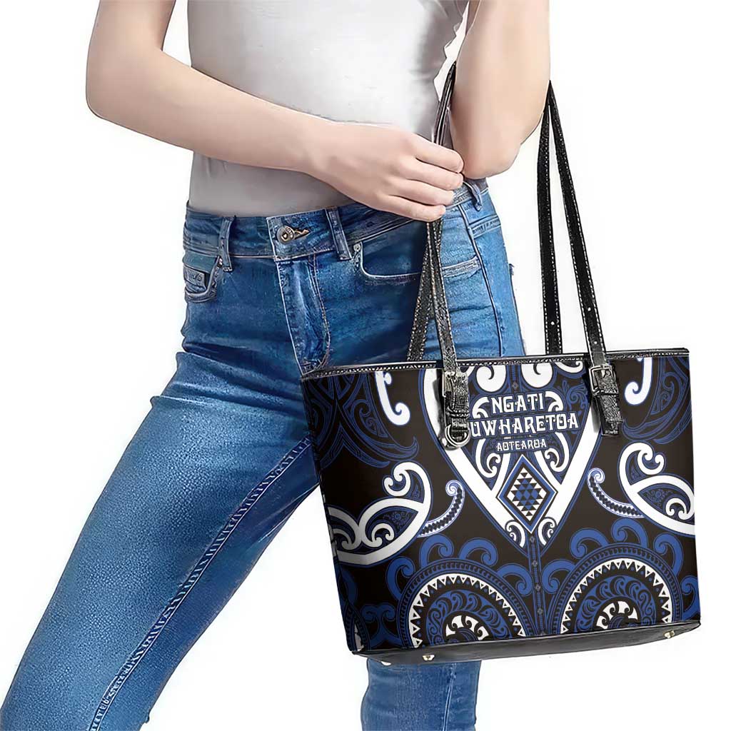 Aotearoa Ngati Tuwharetoa Leather Tote Bag Maori Tribal Pattern