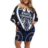 Custom Aotearoa Ngati Tuwharetoa Off Shoulder Short Dress Maori Tribal Pattern