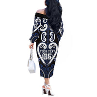 Custom Aotearoa Ngati Tuwharetoa Off The Shoulder Long Sleeve Dress Maori Tribal Pattern