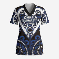 Custom Aotearoa Ngati Tuwharetoa Scrub Top Maori Tribal Pattern - Polynesian Pride
