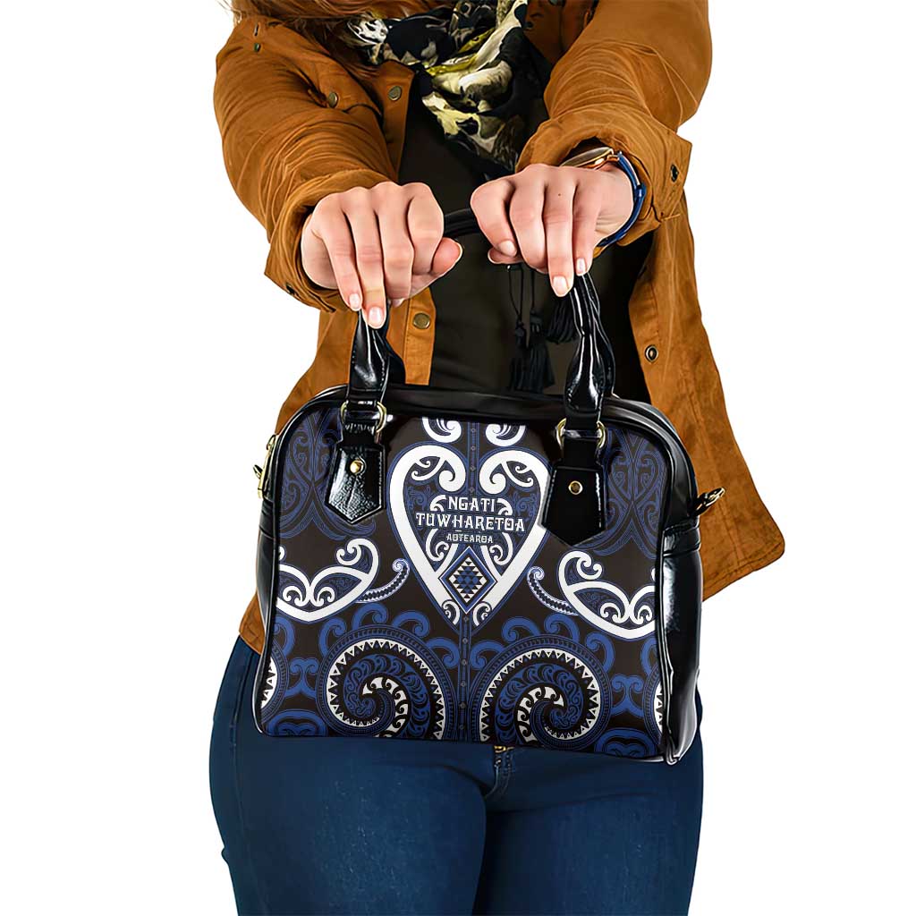 Aotearoa Ngati Tuwharetoa Shoulder Handbag Maori Tribal Pattern LT05 One Size Navy - Polynesian Pride