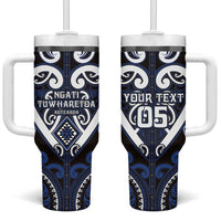 Custom Aotearoa Ngati Tuwharetoa Tumbler With Handle Maori Tribal Pattern LT05 One Size: 40 oz Navy - Polynesian Pride