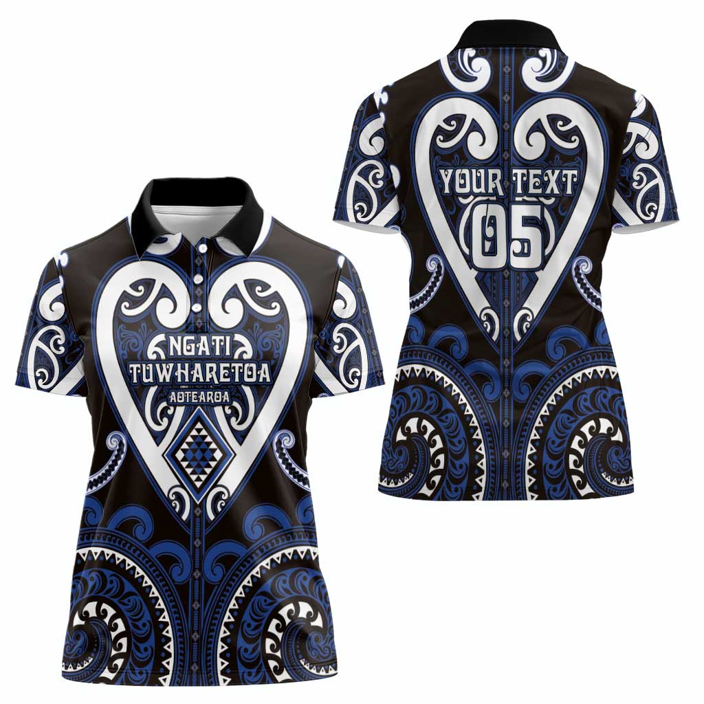 Custom Aotearoa Ngati Tuwharetoa Women Polo Shirt Maori Tribal Pattern